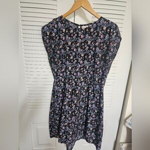twik Black Mini Dress with Pink & Lavender Floral Print.